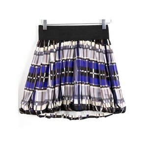 Bedo Femme Y2K mini skirt geometric print rubber waistband tulip pleated techno